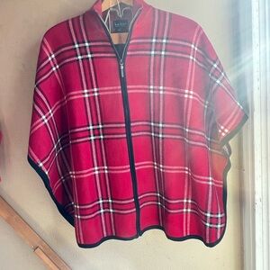 Nicole Miller Red Plaid Women's Cape